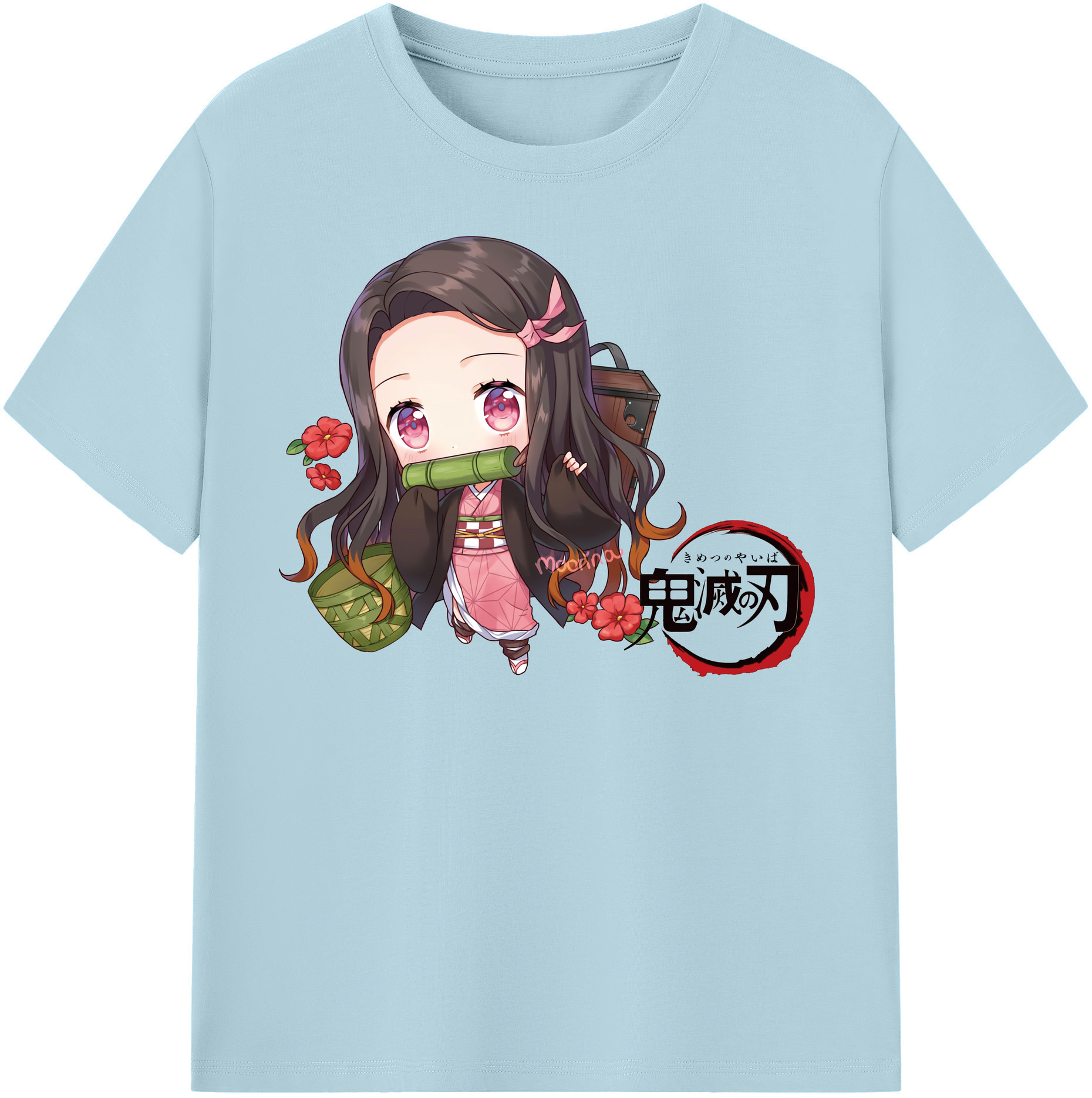 （画像用） 鬼滅の刃（きめつのやいば）竈門 禰󠄀豆子／かまど ねずこ Kamado Nezuko 綿100％半袖Tシャツ（フロントプリント）